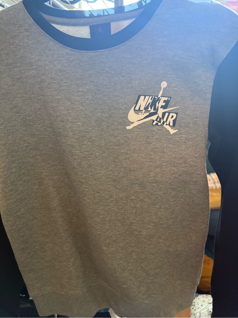Nike Grey and Black Nike Air Pullover Sweatshirt